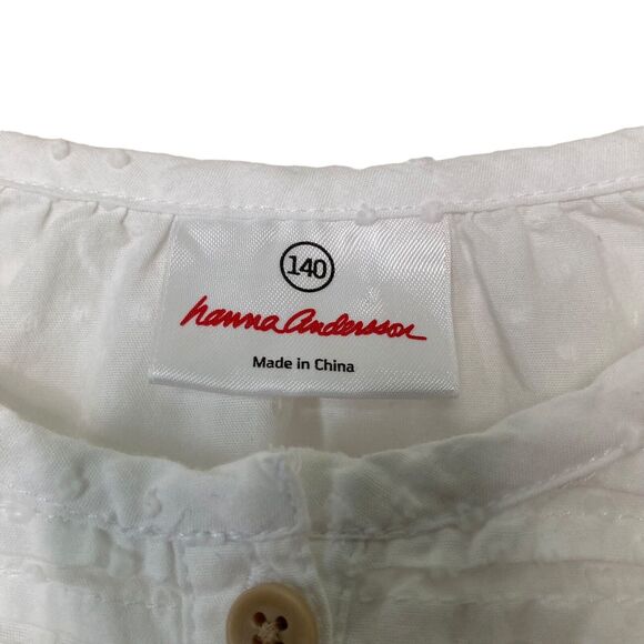 Hanna Andersson Blouse in Swiss Dot White Girls Size 140 (10) Button Up Shirt - Picture 11 of 11